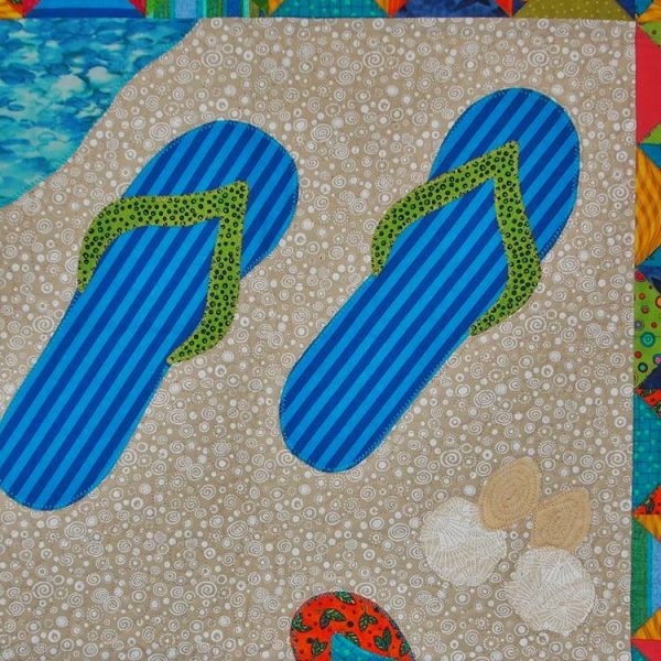 Closeup view of the colourful sandals